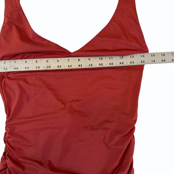 Tiger Mist Stephanie Dress Womens M Ruched Bodycon Low Back Rust Sleeveless - Picture 4 of 6